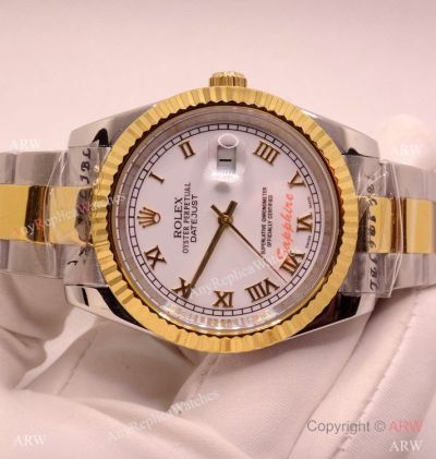 Copy Rolex Oyster Datejust Two Tone White Dial  Watch 40mm for Men